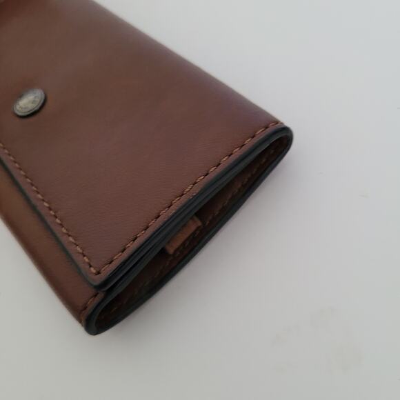 Coach Wallet Key Case Trifold Holder Solid Brown Geniue Smooth Leather Classic - Picture 10 of 11